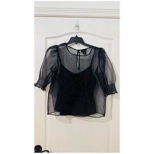House of Harlow 1960 Puff
Sleeves Organza Top black